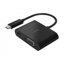 Belkin USB-C to VGA + Charge Adapter - Adaptador de vídeo - 24 pin USB-C macho para HD-15 (VGA), USB-C (alimentação apenas) fêm