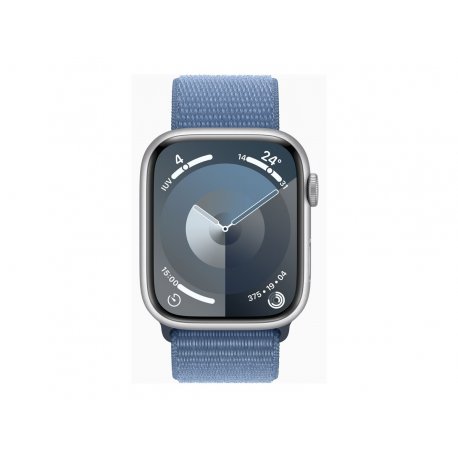 Apple Watch Series 9 (GPS) - 45 mm - alumínio prata - relógio inteligente Com fita desportiva - nylon macio de camada dupla - a