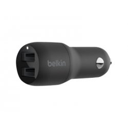 Belkin BoostCharge Dual Charger - Adaptador de energia para automóvel - 24 Watt - 4.8 A - 2 conectores de saída (USB) - preto C