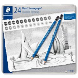 Lápis Grafite 100 G24 STAEDTLER Mars Lumograph Cx Metal 24un 1361203