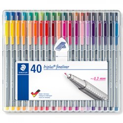 Marcador Fino 40 Cores 0,3mm Staedtler Triplus 334 40un 1303009