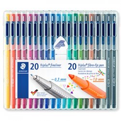 Marcador Fino 20 Cores 0,3mm+Feltro Staedtler Estojo 20+20un 1303013