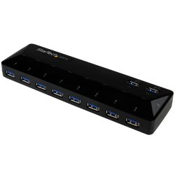 StarTech.com Concentrador USB 3.0 de 10 portas com portas de carregamento e sincronização - 2 x portas 1,5A - Switch de compart