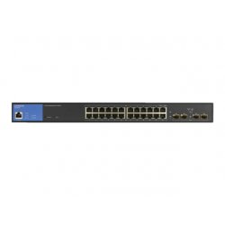 Linksys LGS328PC - Interruptor - Administrado - 24 x 10/100/1000 (PoE+) + 4 x Gigabit SFP (ligação ascendente) - montável em tr