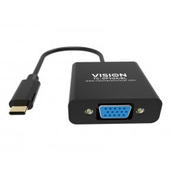 VISION Professional installation-grade USB-C to VGA adapter - LIFETIME WARRANTY - plugs into USB-C and has full-sized VGA socke