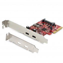 StarTech.com PCIe USB 3.1 Card, 2x USB C 3.1 Gen 2 10Gbps, PCIe Gen 3 x4, ASM3142 Chipset, USB Type-C PCI Express Card, 2-Port 