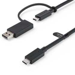 StarTech.com 3ft (1m) USB C Cable w/ USB-A Adapter Dongle, Hybrid 2-in-1 USB C Cable w/ USB-A | USB-C to USB-C (10Gbps/100W PD)