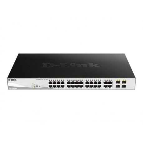 D-Link DGS 1210-28MP - Interruptor - inteligente - 24 x 10/100/1000 (PoE+) + 4 x Gigabit combinado - desktop, montável em trilh