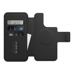 OtterBox - Capa flip cover para telemóvel - compatibilidade MagSafe - couro sintético - preto sombreado - para Apple iPhone 14 