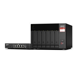 NAS+SWITCH QNAP TS-673A + QSW-1105-5T 6-bay AMD V1500B 4C/8T 2.2 GHz/8GB/2 x 2.5GbE/USB/Tower TS-673A-SW5T