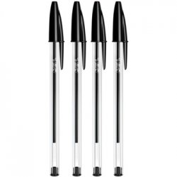 Esferográfica Preto 1mm Ball Point BIC Cristal 4un 1171036