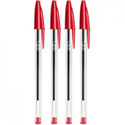 Esferográfica Vermelho 1mm Ball Point BIC Cristal 4un 1171037