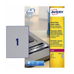 Etiquetas Resistentes 210x297mm 20Fls Prata Avery 20un AVEL6013-20