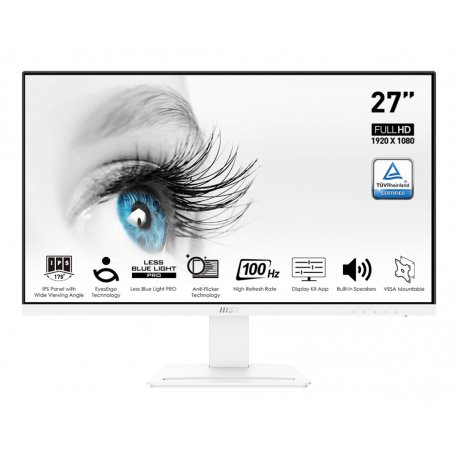 \Monitor MSI PRO MP273AW 27\\\"FHD 100Hz 1ms Frameless IPS,A.Glare,L.B.Light,HDMI,DP,VGA,C/Col2x2W White\"" 9S6-3PB4CH-085"""