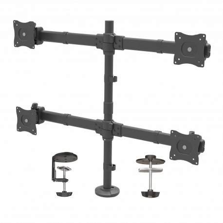 StarTech.com Desk Mount Quad Monitor Arm, Ergonomic VESA 4 Monitor Mount 2x2 up to 27", Articulating & Height Adjustable Pole M