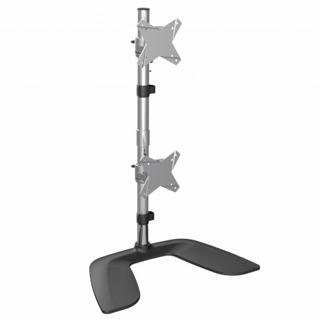 StarTech.com Vertical Dual Monitor Stand, Ergonomic Desktop Stacked Two Monitor Stand up to 27 inch VESA Mount Displays, Free S