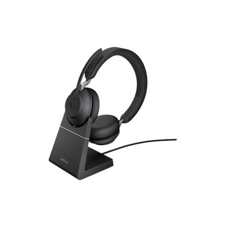 Jabra Evolve2 65 UC Stereo - Auscultadores - no ouvido - bluetooth - sem fios - USB-A - isolamento de ruído - preto - com supor