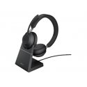 Jabra Evolve2 65 UC Stereo - Auscultadores - no ouvido - bluetooth - sem fios - USB-A - isolamento de ruído - preto - com supor