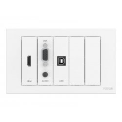 VISION Techconnect Modular AV Faceplate - LIFETIME WARRANTY - Wall Mounted Module Package - includes UK double-gang backbox, do