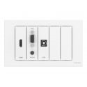 VISION Techconnect Modular AV Faceplate - LIFETIME WARRANTY - Wall Mounted Module Package - includes UK double-gang backbox, do