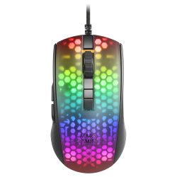 MARS GAMING MMR BLACK MOUSE, 12800DPI, EXTREME-LIGHT 58G, RGB, PARACORD, SOFT MMR