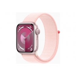 Apple Watch Series 9 (GPS) - 41 mm - alumínio rosa - relógio inteligente Com fita desportiva - nylon macio de camada dupla - ro