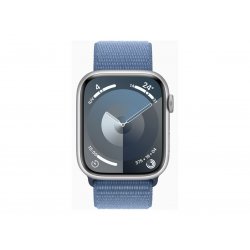 Apple Watch Series 9 (GPS) - 45 mm - alumínio prata - relógio inteligente Com fita desportiva - nylon macio de camada dupla - a