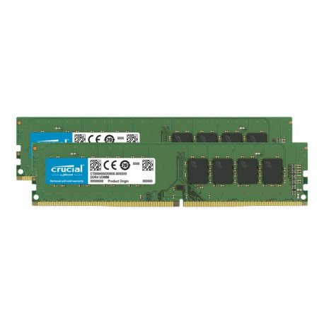 Crucial - DDR4 - kit - 64 GB: 2 x 32 GB - DIMM 288-pin - 3200 MHz / PC4-25600 - CL22 - 1.2 V - unbuffered - sem ECC CT2K32G4DFD