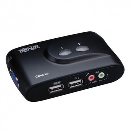 Tripp Lite 2-Port Desktop Compact USB KVM Switch with Audio & Cable Kit - Chave KVM - 2 x KVM port(s) - 1 utilizador local - de