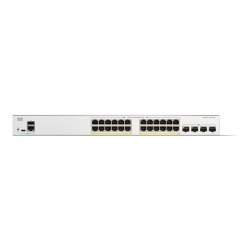 Cisco Catalyst 1300-24P-4X - Interruptor - L3 - Administrado - 24 x 10/100/1000 (PoE+) + 4 x 10 Gigabit SFP+ - montável em tril