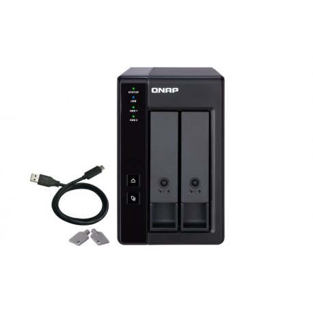 QNAP TR-002 - Matriz de disco rígido - 2 baias (SATA-600) - USB 3.1 Gen 2 (externo) TR-002