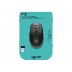 Logitech M190 - Rato - óptico - 3 botões - sem fios - receptor sem fio USB - carvão vegetal 910-005905