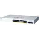 Cisco Business 220 Series CBS220-24P-4G - Interruptor - inteligente - 24 x 10/100/1000 (PoE+) + 4 x Gigabit SFP (ligação ascend