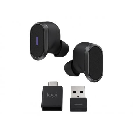 Logitech Zone True Wireless - Auscultadores sem fios com microfonoe - intra-auricular - bluetooth - cancelamento de ruído activ