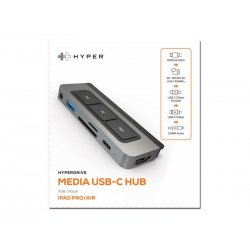 HyperDrive 6-in-1 USB-C Media Hub - Estação de engate - USB-C - HDMI - para Apple 10.9-inch iPad Air (4th generation, 5th gener