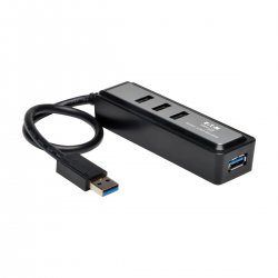 Tripp Lite Portable 4-Port USB 3.0 SuperSpeed Mini Hub with Built In Cable - Hub - 4 x SuperSpeed USB 3.0 - desktop U360-004-MI