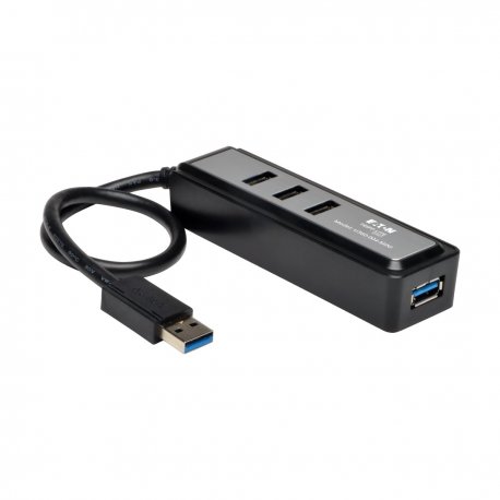 Tripp Lite Portable 4-Port USB 3.0 SuperSpeed Mini Hub with Built In Cable - Hub - 4 x SuperSpeed USB 3.0 - desktop U360-004-MI