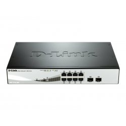 D-Link Web Smart DGS-1210-08P - Interruptor - Administrado - 8 x 10/100/1000 (PoE) + 2 x Gigabit SFP - desktop, montável em tri