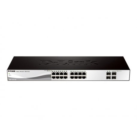 D-Link Web Smart DGS-1210-20 - Interruptor - 16 x 10/100/1000 + 4 x Gigabit SFP - desktop, montável em trilho - AC 100/230 V DG