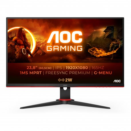 AOC Gaming 24G2SPAE/BK - G2 Series - monitor LED - gaming - 23.8" - 1920 x 1080 Full HD (1080p) @ 165 Hz - IPS - 300 cd/m² - 10