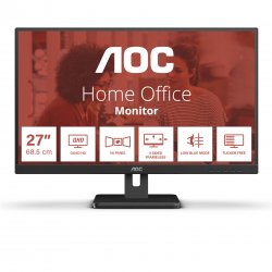 AOC Essential-line Q27E3UAM/BK - Monitor LED - 27" - 2560 x 1440 QHD @ 75 Hz - VA - 350 cd/m² - 4000:1 - 4 ms - HDMI, DisplayPo