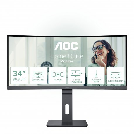 AOC Pro-line CU34P3CV - P3 Series - monitor LED - curvo - 34" - 3440 x 1440 UWQHD @ 100 Hz - VA - 300 cd/m² - 3000:1 - 4 ms - H