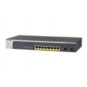 NETGEAR Smart GS510TPP - Interruptor - L3 Lite - inteligente - 8 x 10/100/1000 (PoE+) + 2 x SFP - desktop, montável em trilho -