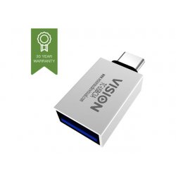 VISION Professional installation-grade USB-C to USB-A adapter - LIFETIME WARRANTY - plugs into USB-C and has full-sized USB-A 3