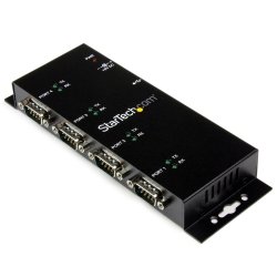 StarTech.com 4 Port USB to Serial RS232 Adapter - Wall Mount - Din Rail - COM Port Retention - FTDI USB to DB9 RS232 Hub (ICUSB