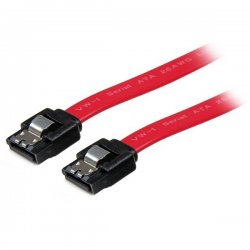 StarTech.com 12in Latching SATA Cable - SATA cable - Serial ATA 150/300/600 - SATA (R) to SATA (R) - 1 ft - latched - red - LSA