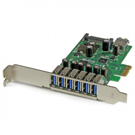 StarTech.com 7 Port PCI Express USB 3.0 Card - Standard & Low-Profile - SATA Power - UASP Support - 1 Internal & 6 External USB