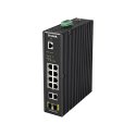 D-Link DIS 200G-12PS - Interruptor - Administrado - 10 x 10/100/1000 (8 PoE+) + 2 x SFP - montável em trilho DIN, montável na p