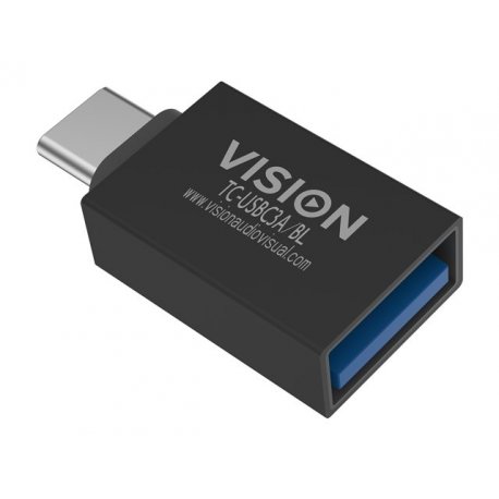 VISION Professional installation-grade USB-C to USB-A adapter - LIFETIME WARRANTY - plugs into USB-C and has full-sized USB-A 3