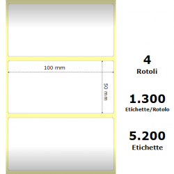 White 100x50mm,1300 Et/Rotolo Z-2000D,3.9x2x1 Core, 4 Rolls ZE87000